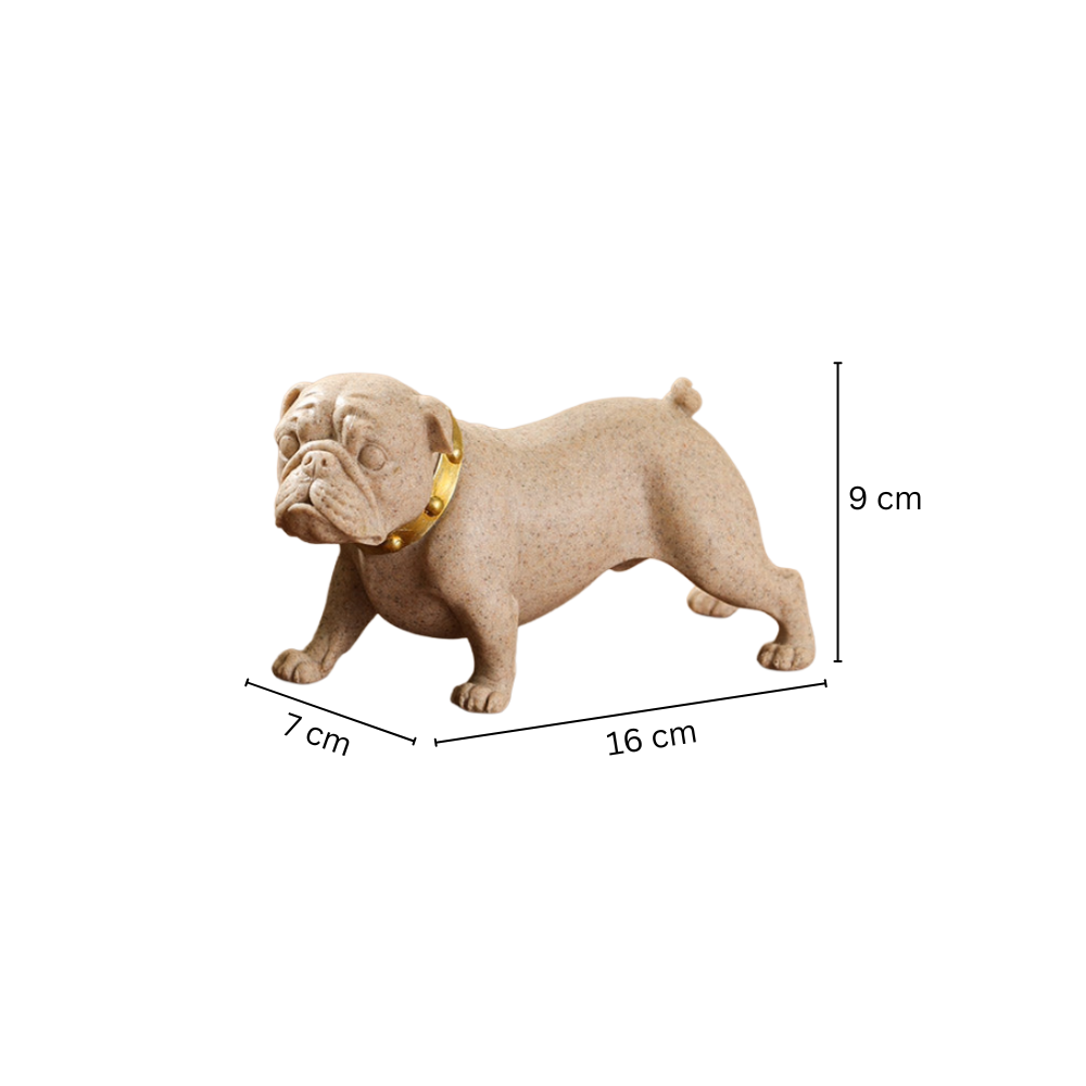 Collared Bulldog Sculpture Small - Beige Gold