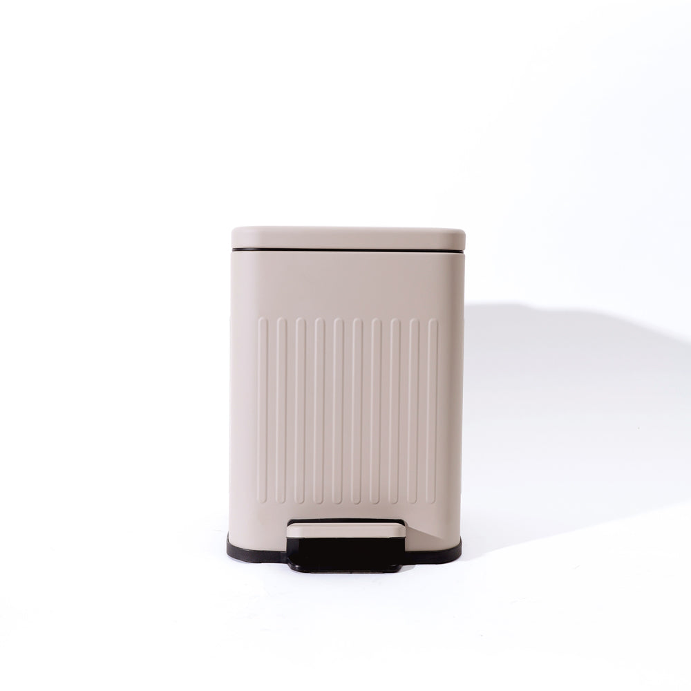 Lines Square Pedal Bin 6L - Taupe Grey