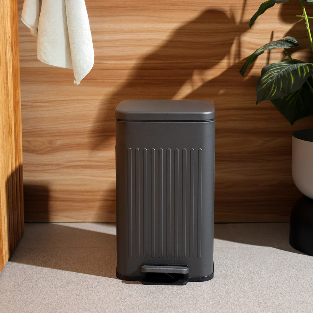 Lines Square Pedal Bin 8L - Dark Grey