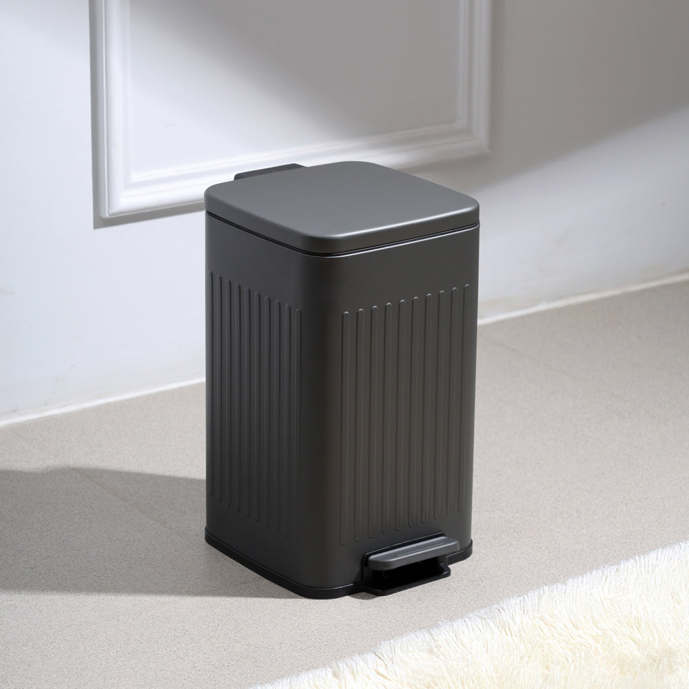Lines Square Pedal Bin 8L - Dark Grey