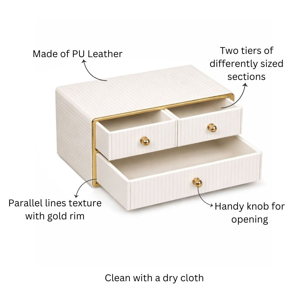 Columns Organiser with Drawers - Ivory