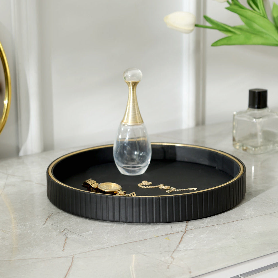 Columns Round Vanity Tray - Black