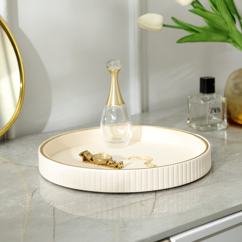 Columns Round Vanity Tray - Ivory