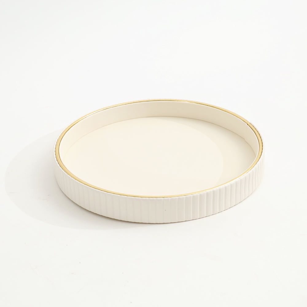 Columns Round Vanity Tray - Ivory