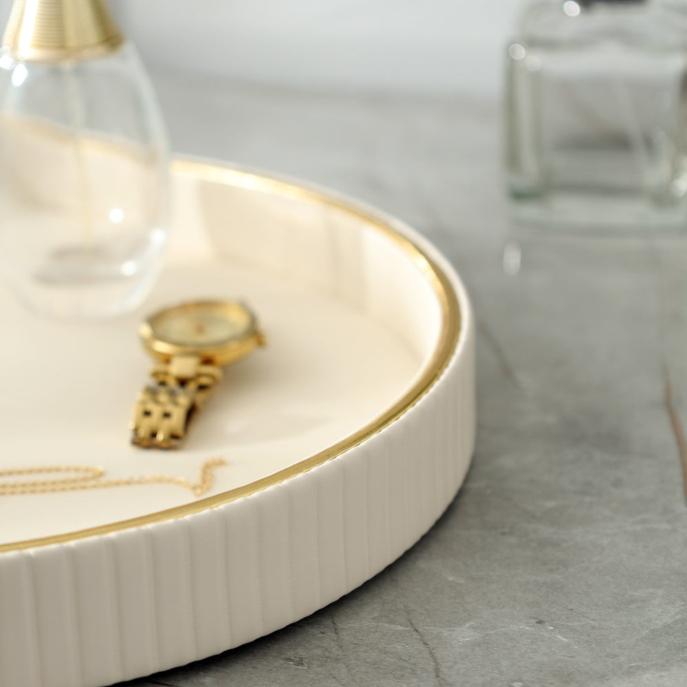 Columns Round Vanity Tray - Ivory