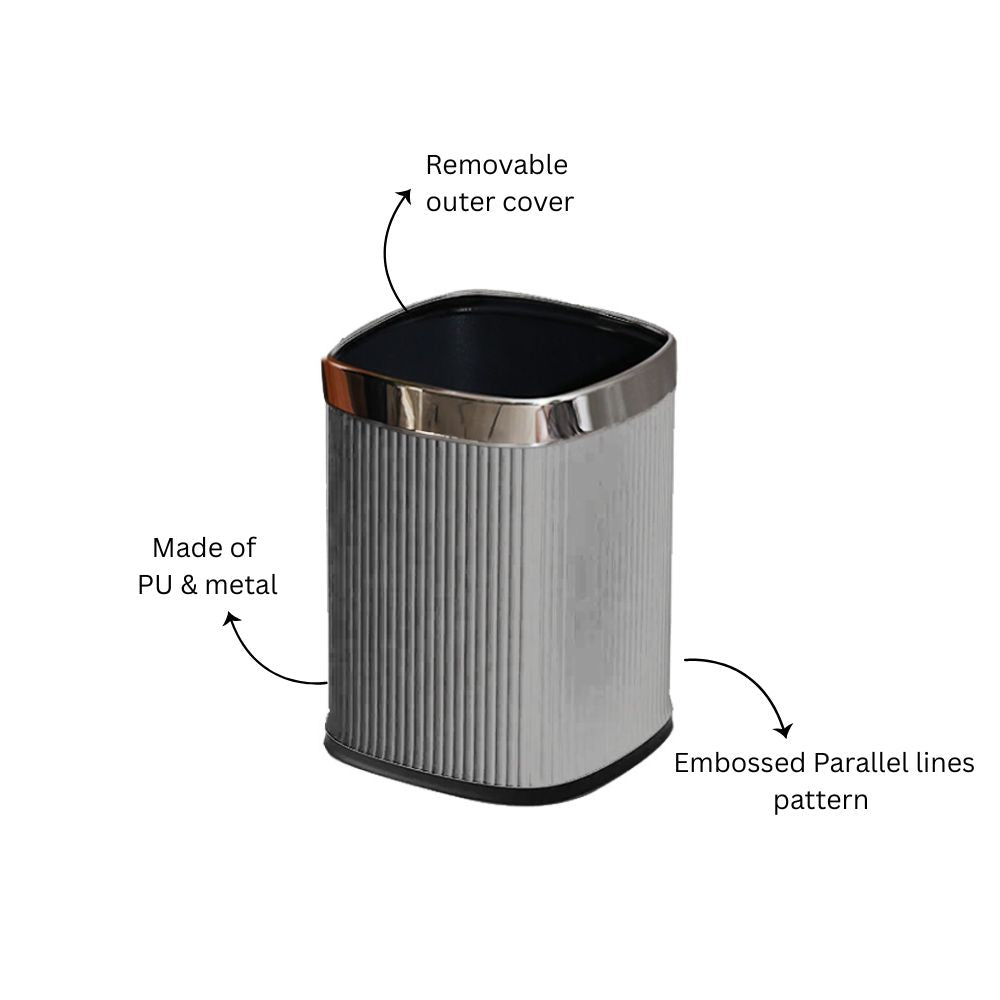 Columns Sqround Waste Bin 12L - Ash Grey & Steel