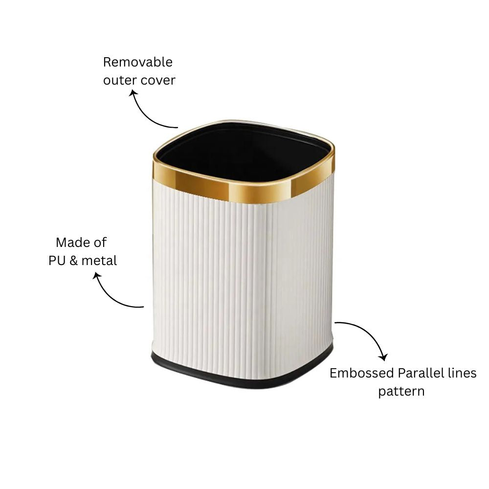 Columns Sqround Waste Bin 12L - Ivory & Gold