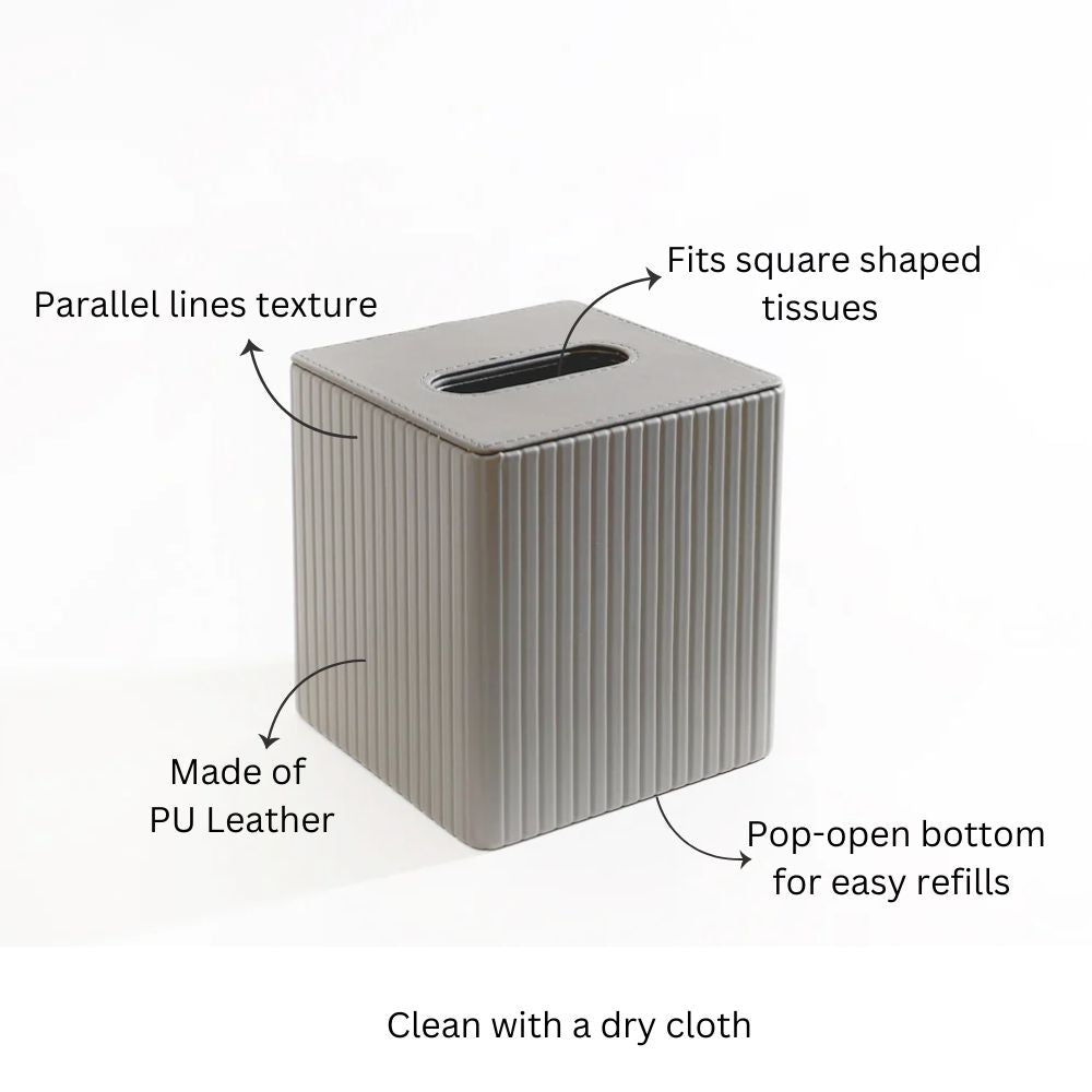 Columns Square Tissue Box Holder - Dark Grey