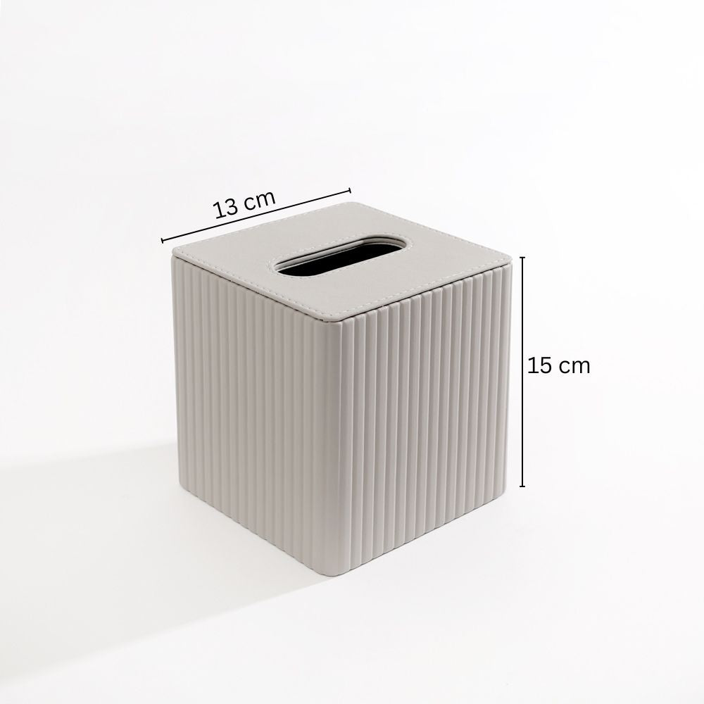 Columns Square Tissue Box Holder - Light Grey