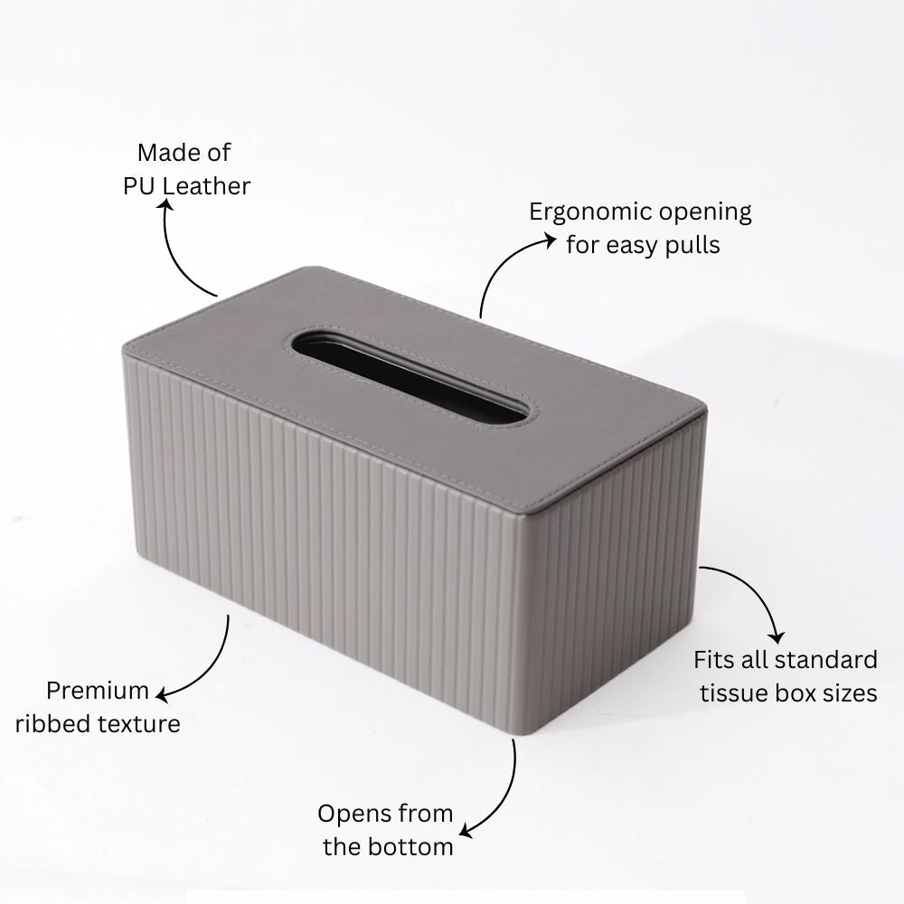 Columns Tissue Box Holder - Dark Grey