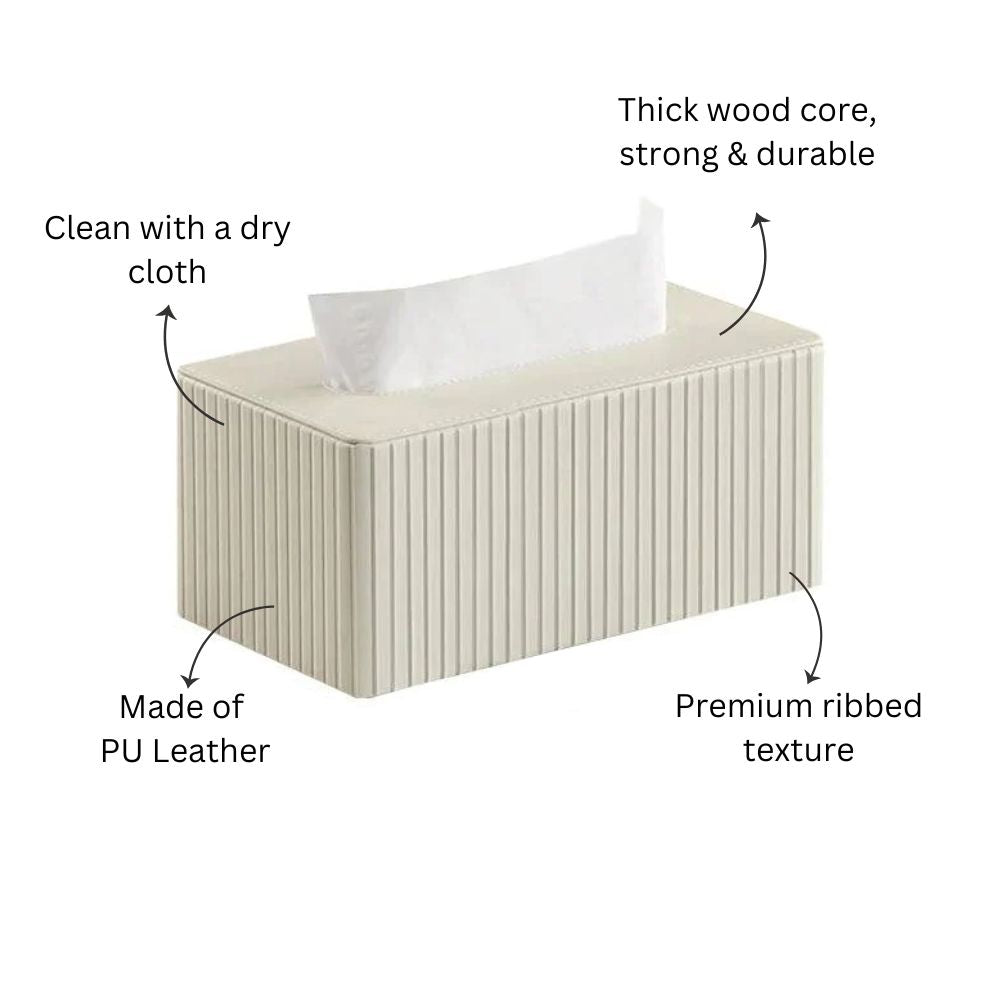 Columns Tissue Box Holder - Ivory