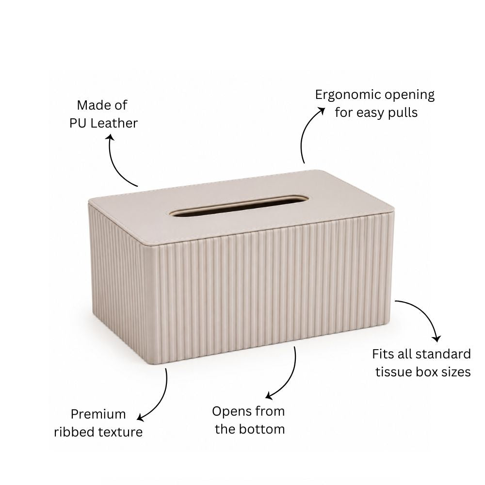 Columns Tissue Box Holder - Light Grey