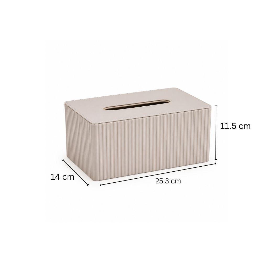 Columns Tissue Box Holder - Light Grey