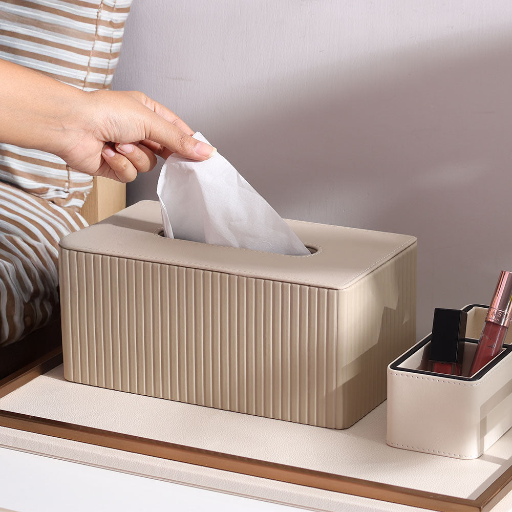 Columns High Tissue Box Holder - Taupe