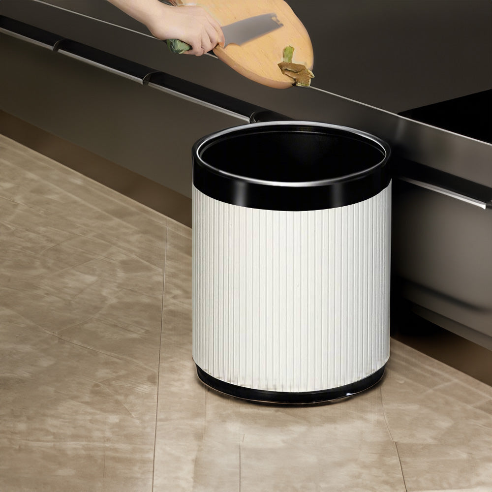 Columns Waste Bin - Ivory & Black