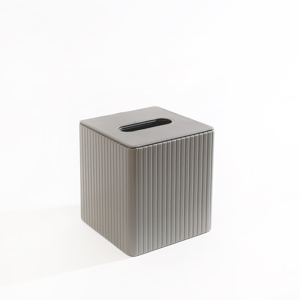 Columns Square Tissue Box Holder - Dark Grey