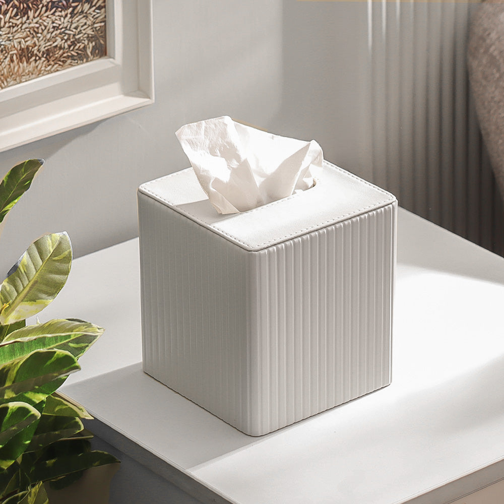Columns Square Tissue Box Holder - Ivory