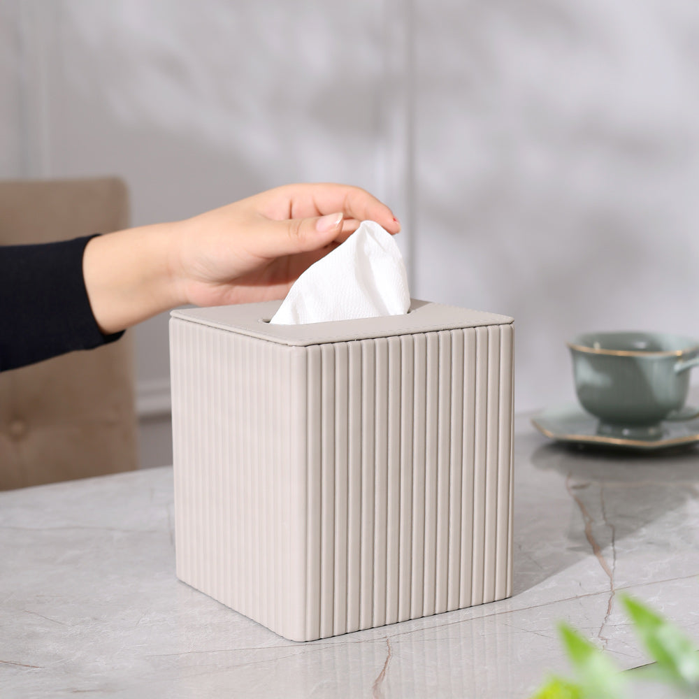 Enhabit Columns Square Tissue Box Holder - Light Grey