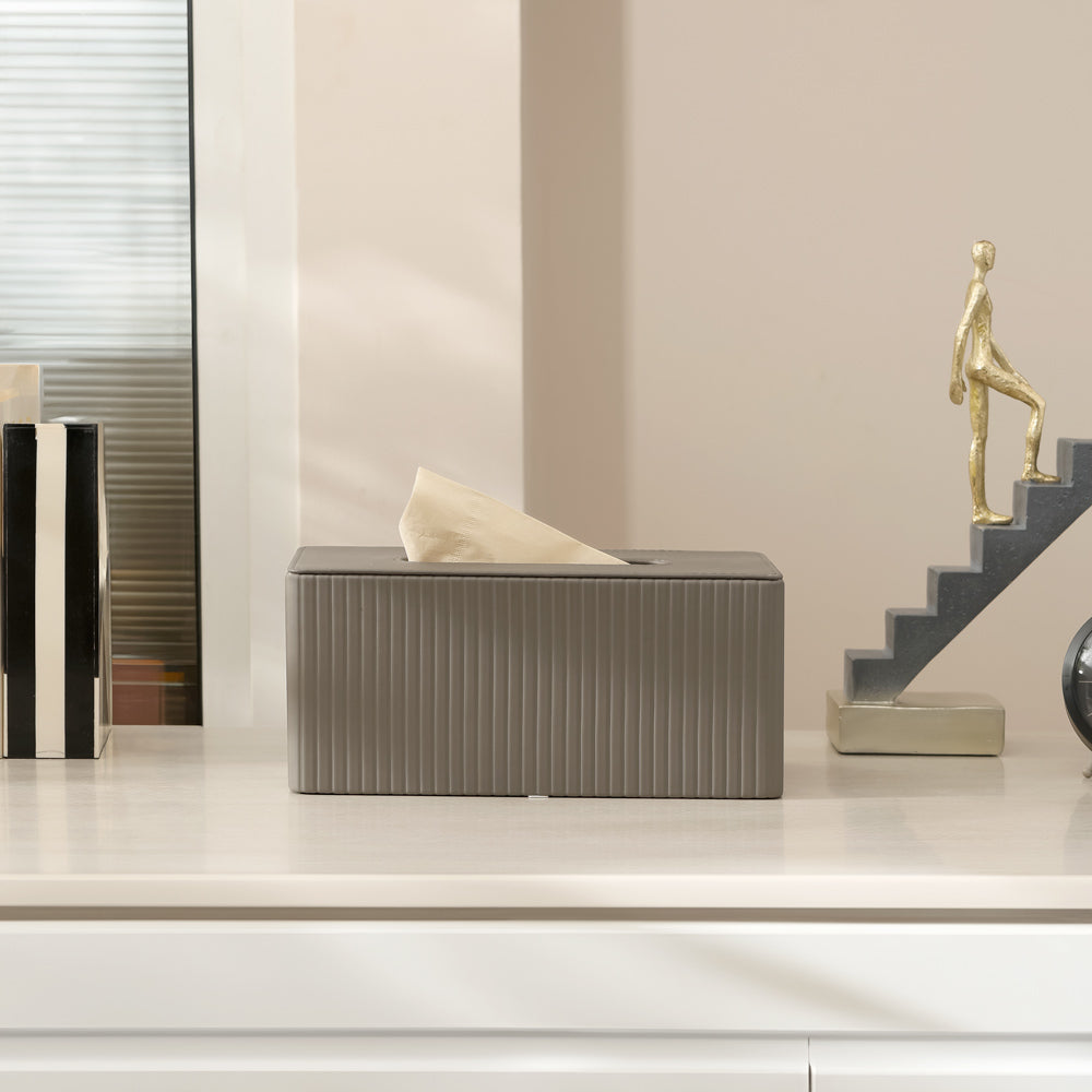 Columns Tissue Box Holder - Dark Grey
