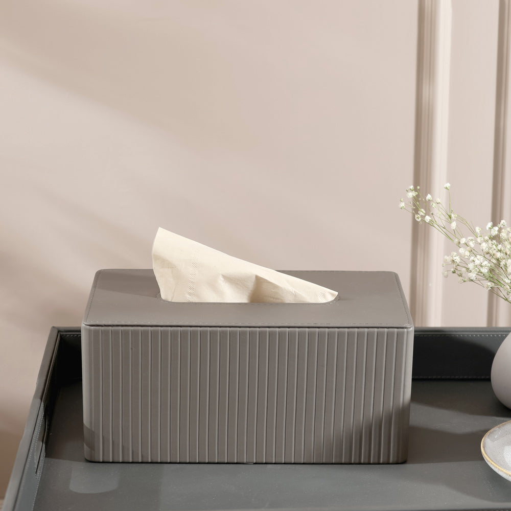 Columns Tissue Box Holder - Dark Grey