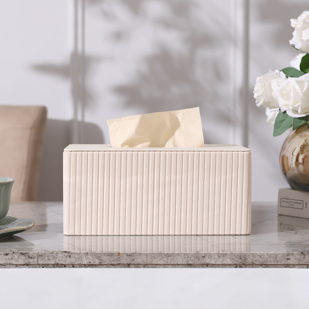 Columns Tissue Box Holder - Ivory