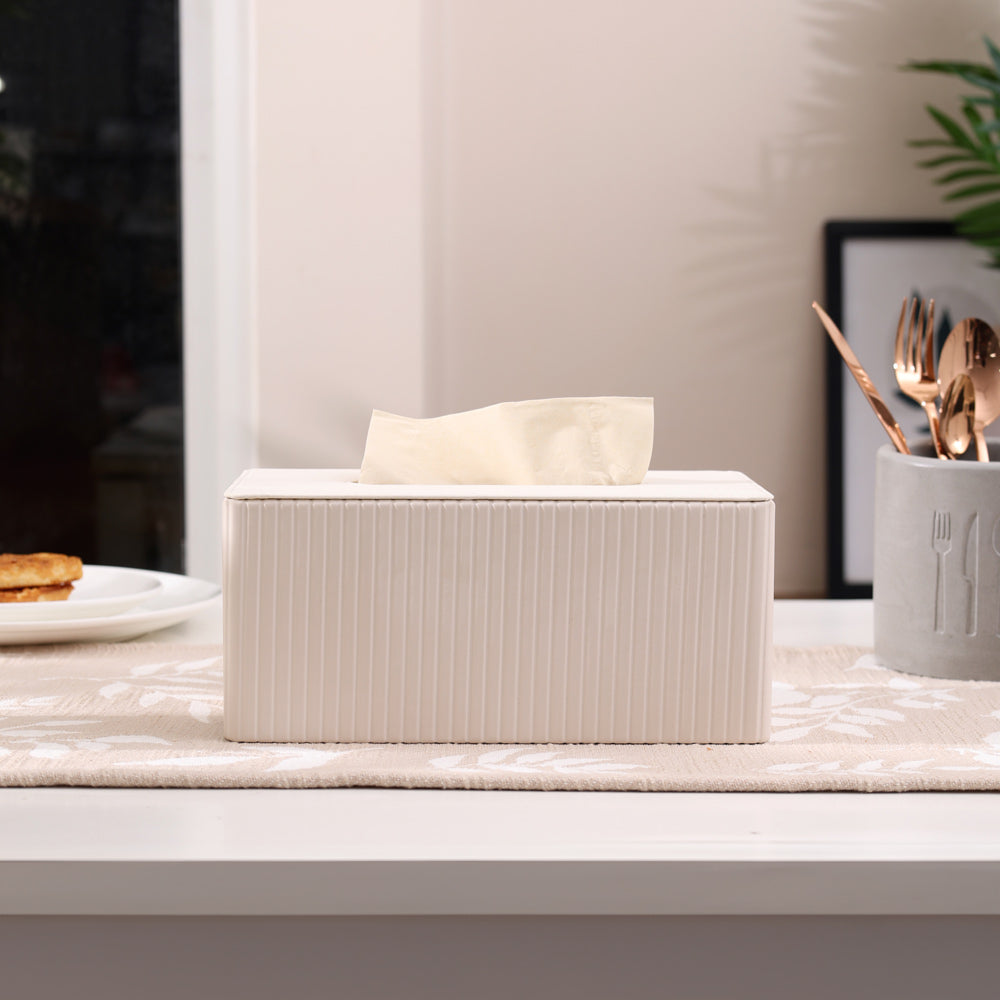 Columns Tissue Box Holder - Ivory