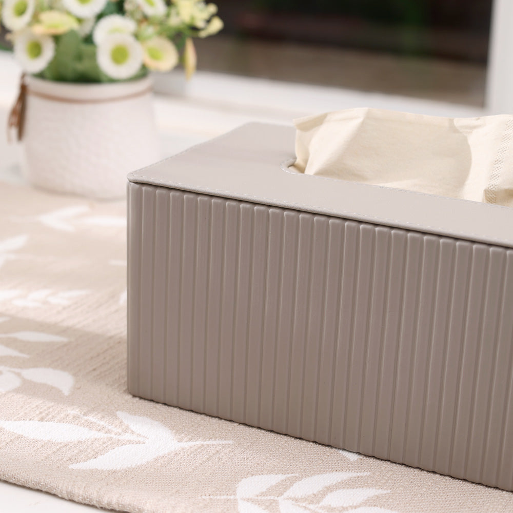 Columns Tissue Box Holder - Light Grey