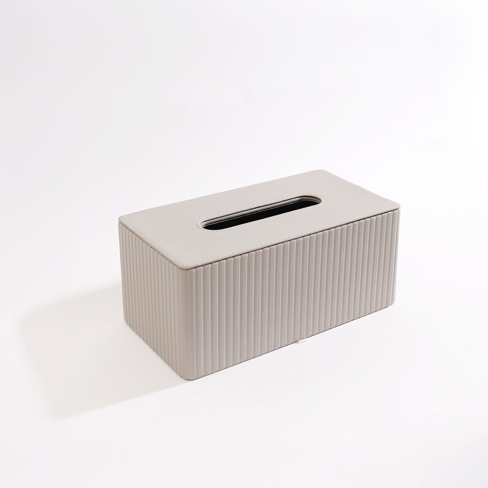 Columns Tissue Box Holder - Light Grey