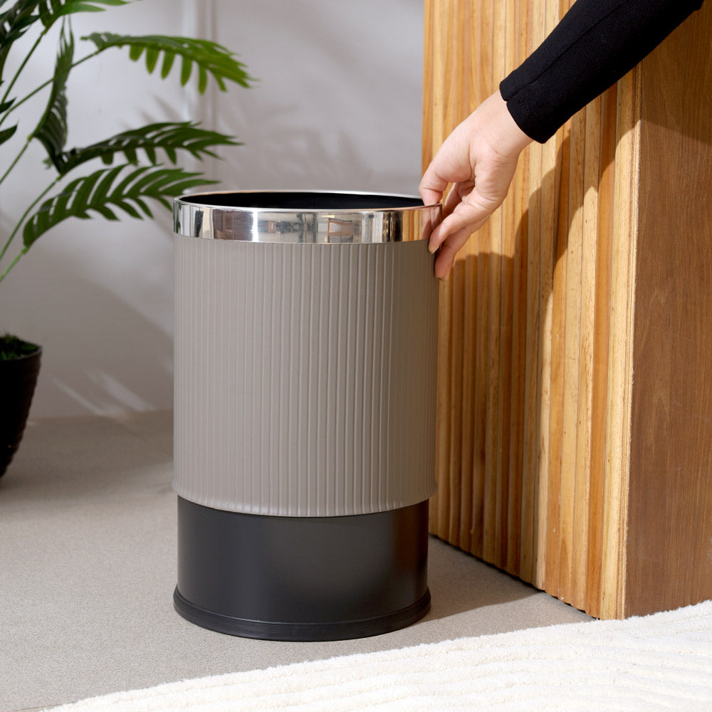 Columns Waste Bin 10L - Grey & Steel