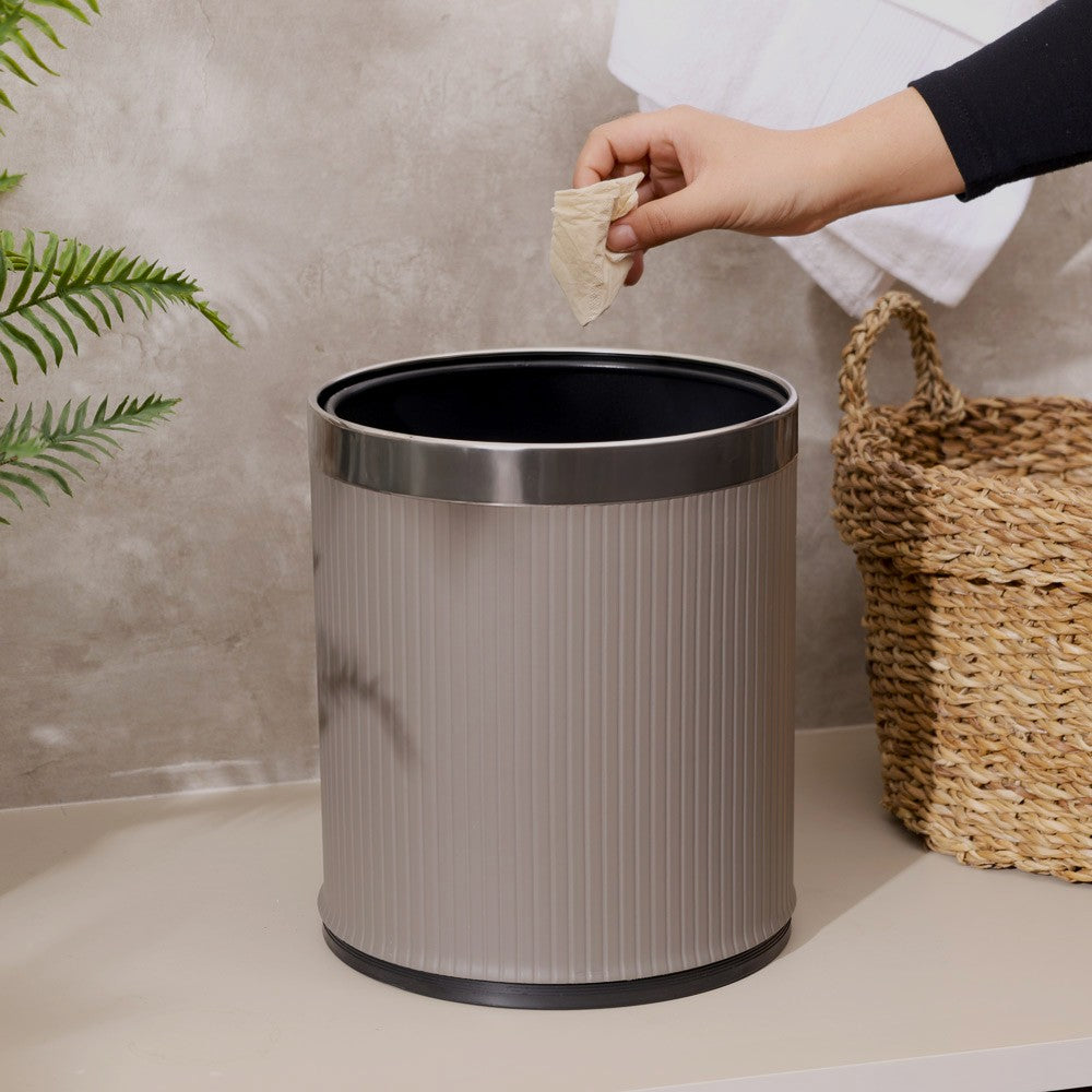 Columns Waste Bin 10L - Dark Grey & Steel