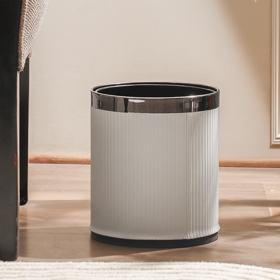 Columns Waste Bin 10L - Ivory & Dark Steel