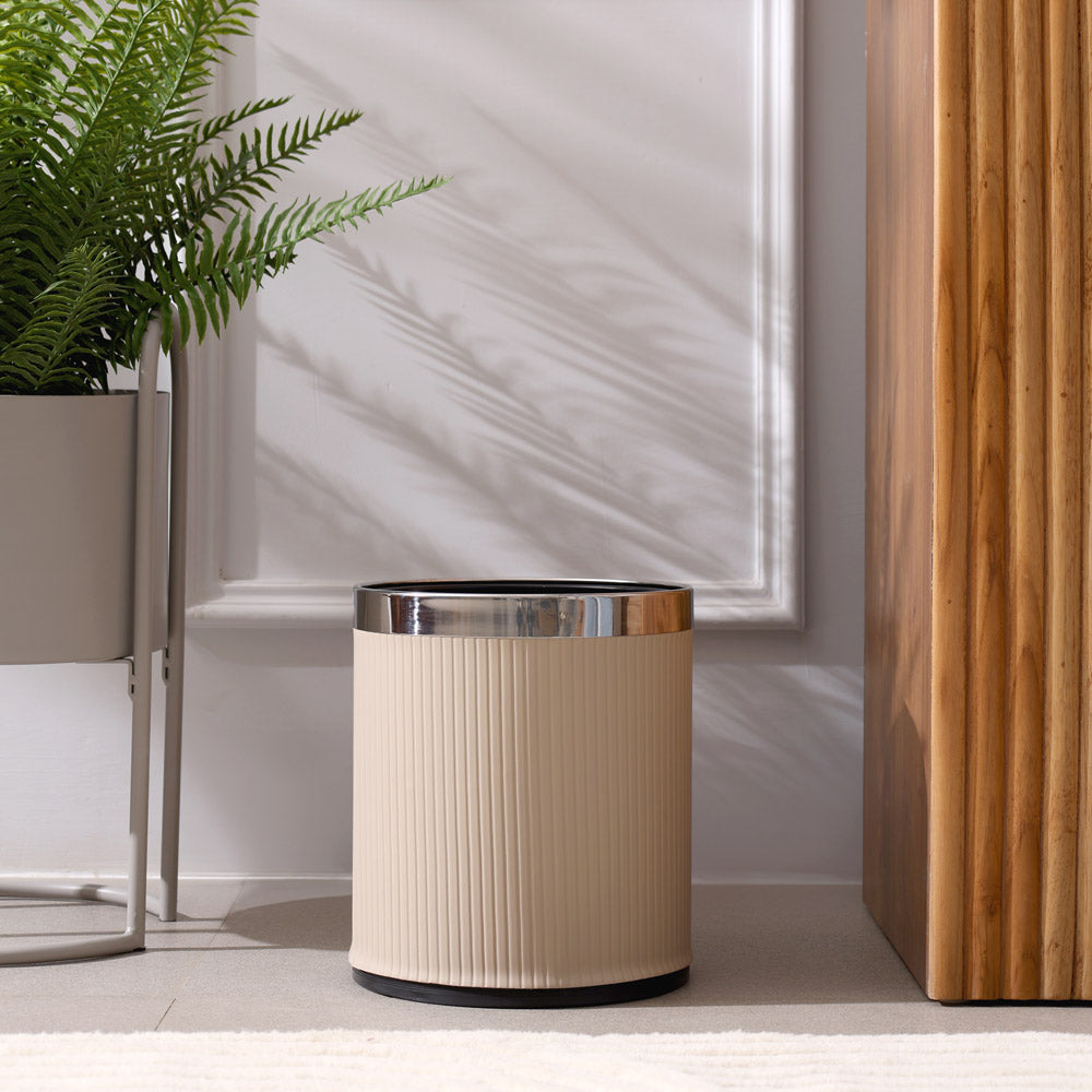 Columns Waste Bin 10L - Taupe & Steel