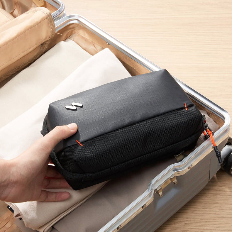 Portable Tech Pouch - Black Grey