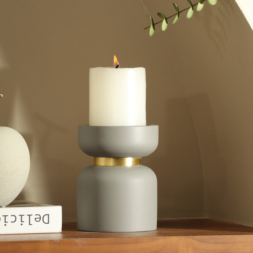Concrete Candle Stand Medium - Stone Grey