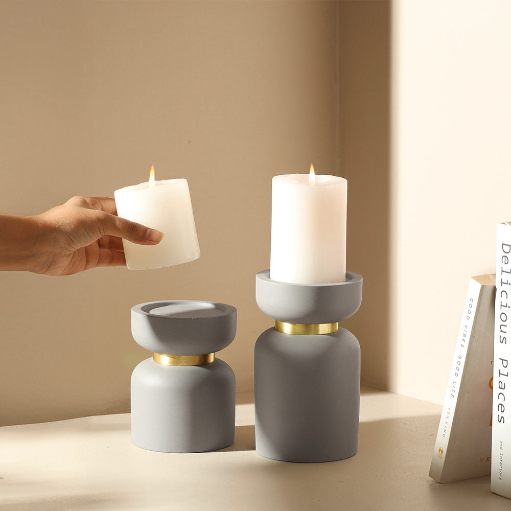 Concrete Candle Stand Medium - Stone Grey