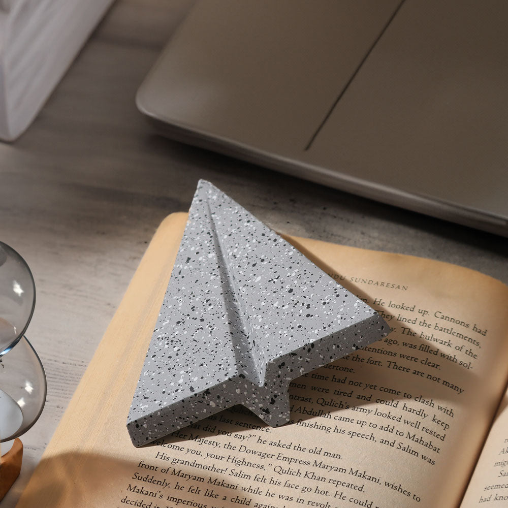 Concrete Aeroplane Paperweight - Speckled Grey