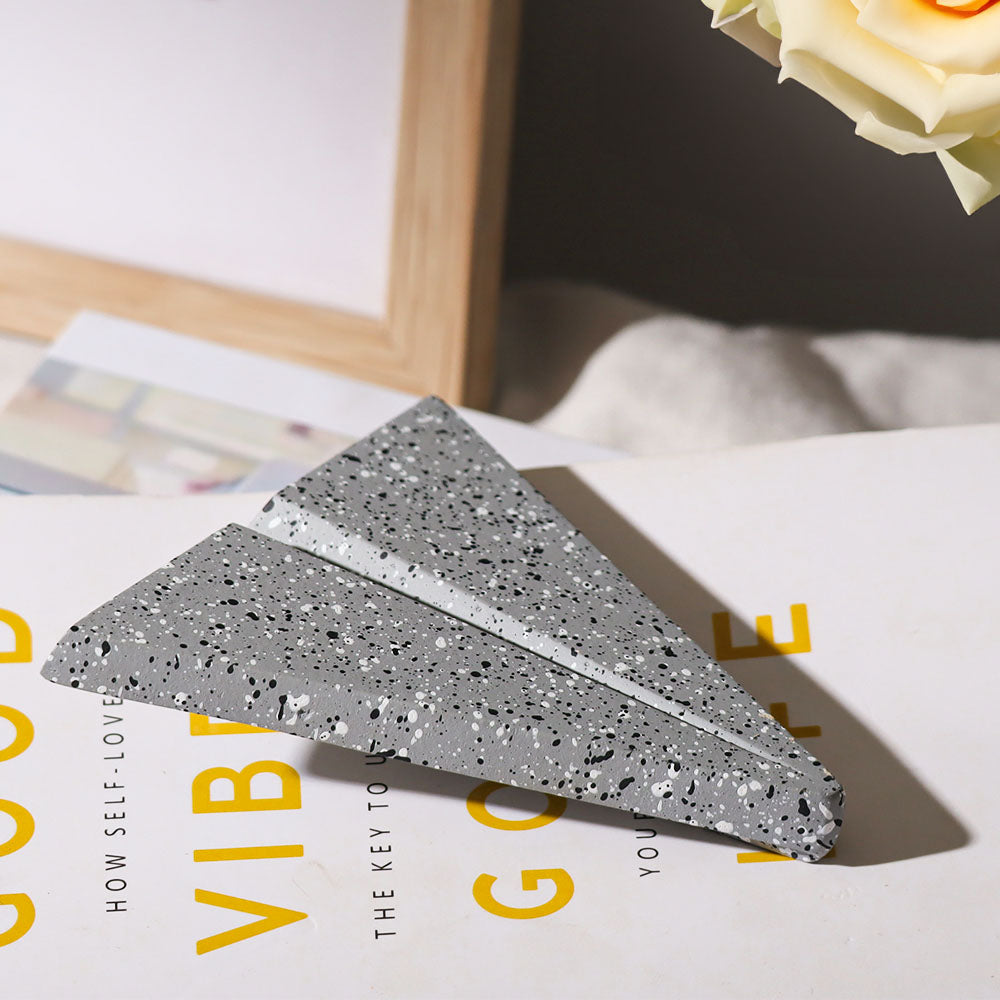 Concrete Aeroplane Paperweight - Speckled Grey