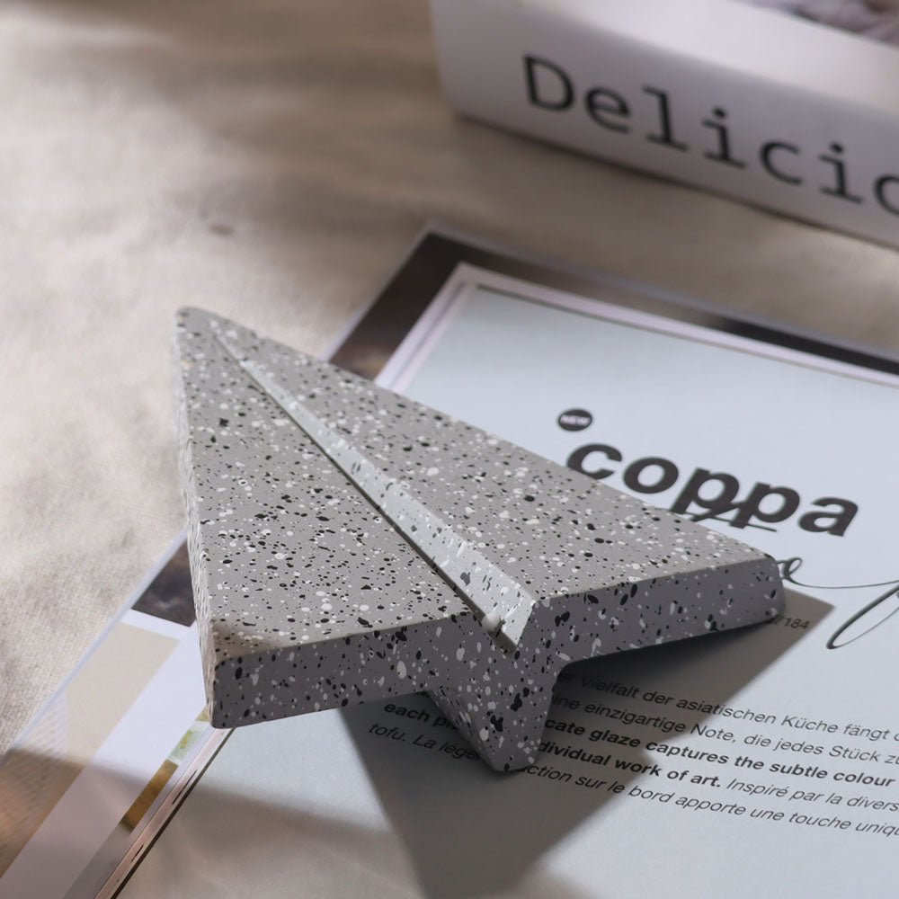 Concrete Aeroplane Paperweight - Speckled Grey