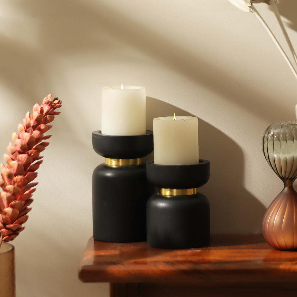 Concrete Candle Stand Medium - Black