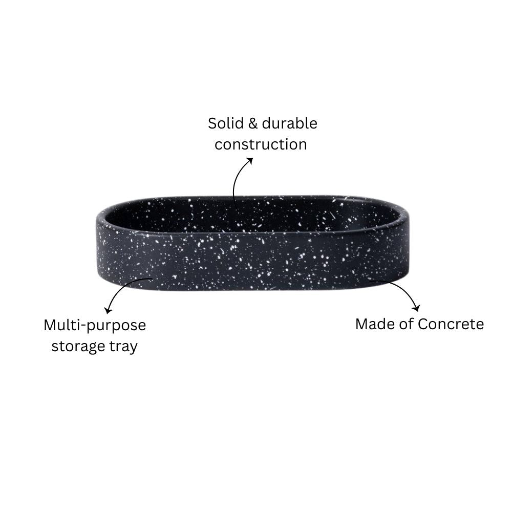 Concrete Oval Tray Small - Speckled Black