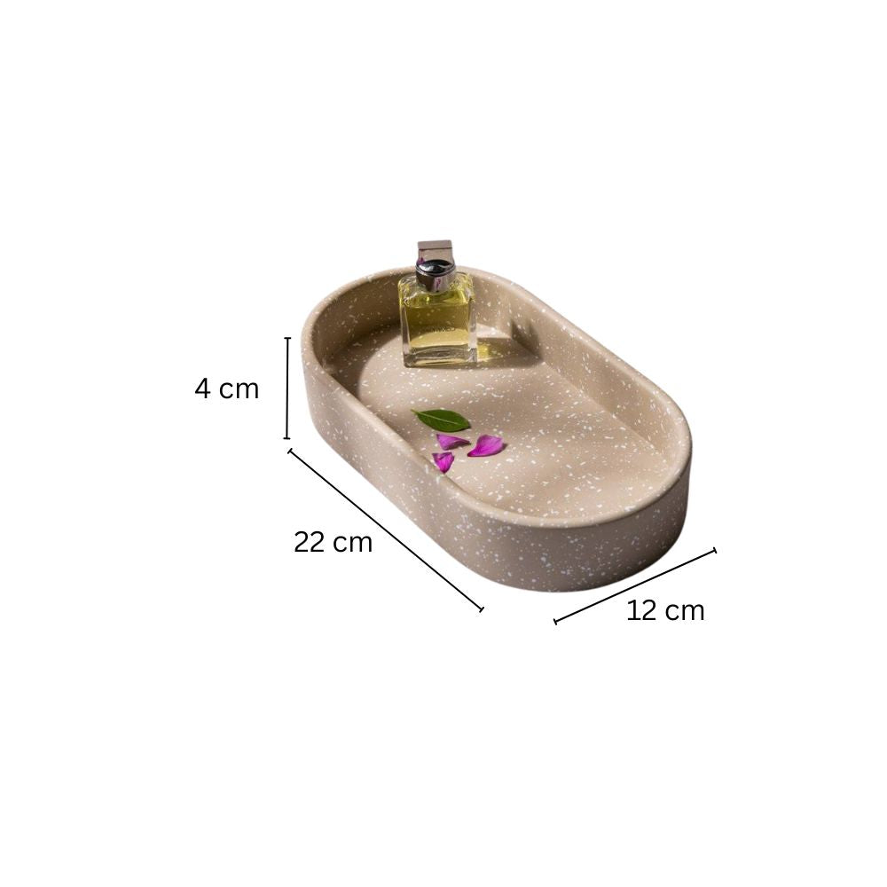 Concrete Oval Tray Small - Speckled Taupe
