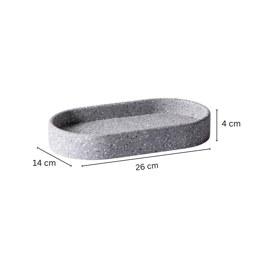 Concrete Oval Valet Tray Medium - Speckled Grey