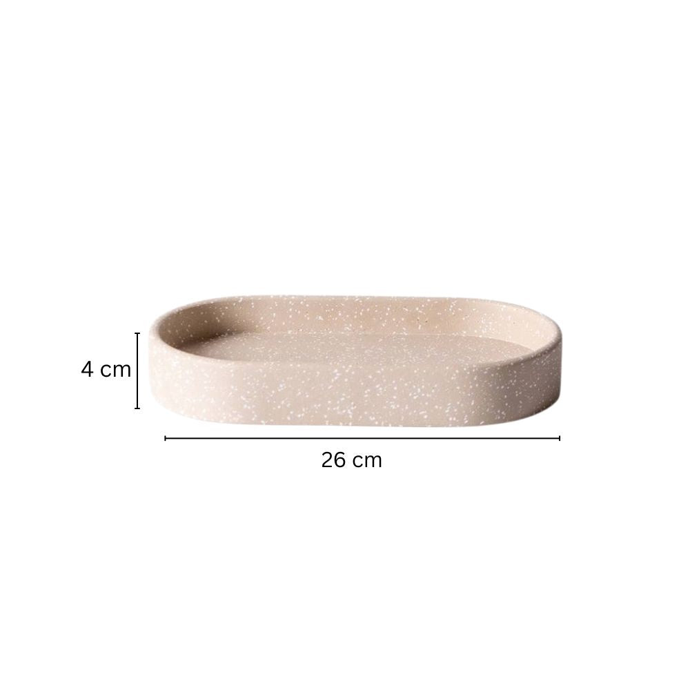 Concrete Oval Valet Tray Medium - Speckled Taupe
