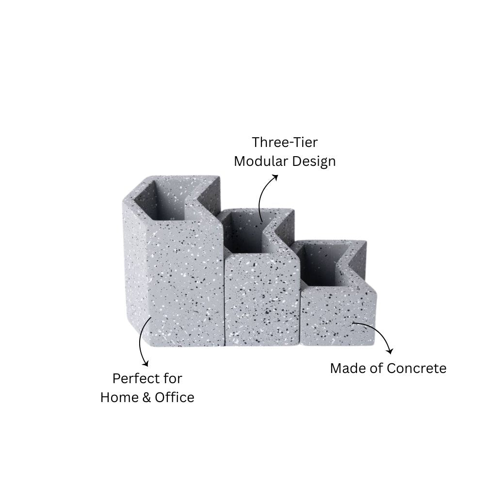 Concrete Tier Desk Organisers - Speckled Grey