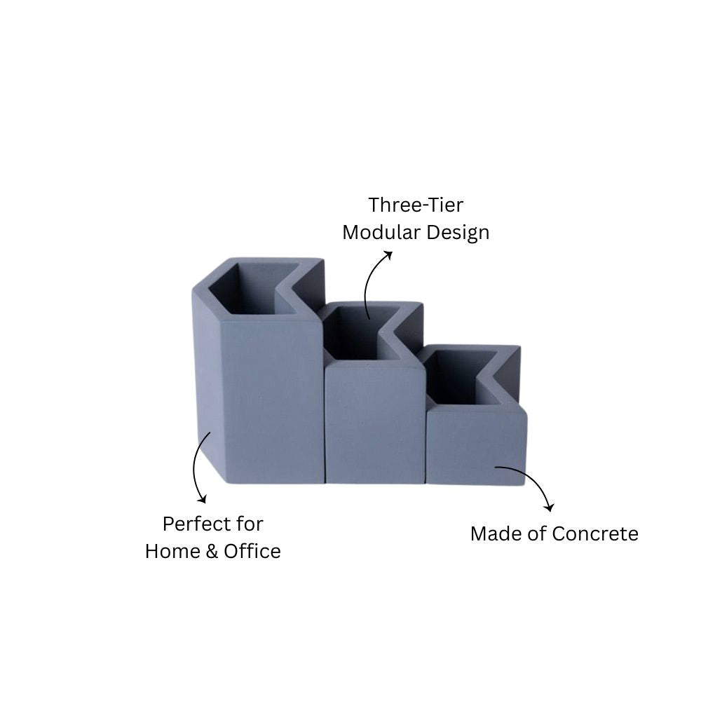 Concrete Tier Desk Organisers - Steel Grey