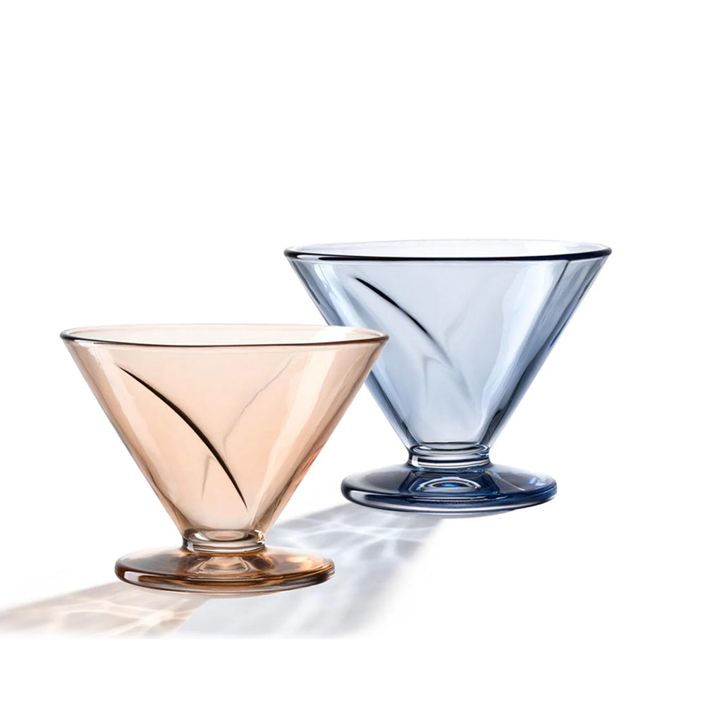 Cono Ice Cream Bowls Short, Set of 6 - Apricot & Blue