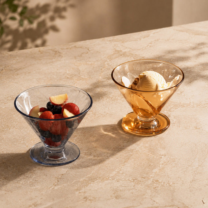 Cono Ice Cream Bowls Short, Set of 6 - Apricot & Blue