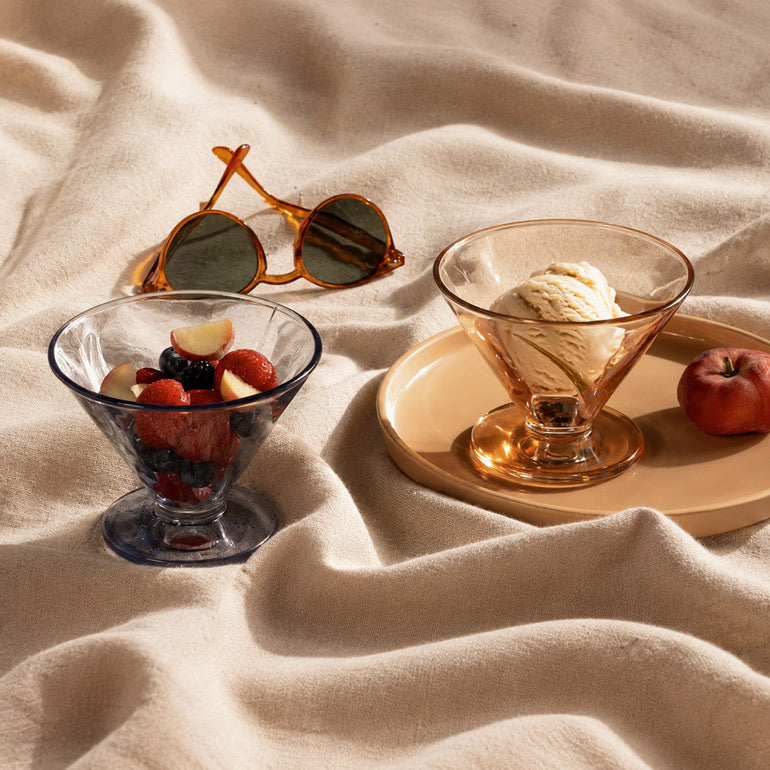 Cono Ice Cream Bowls Short, Set of 6 - Apricot & Blue