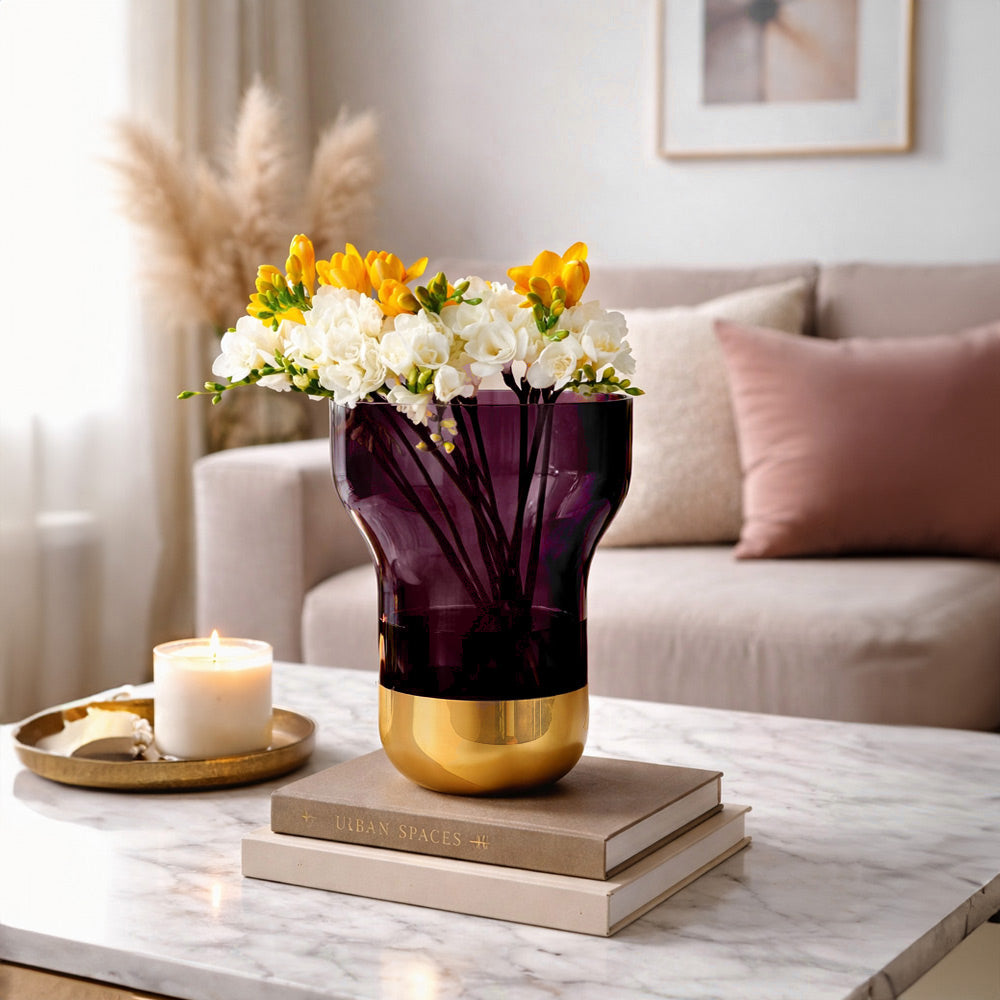 Contour Glass Vase Medium - Purple Gold