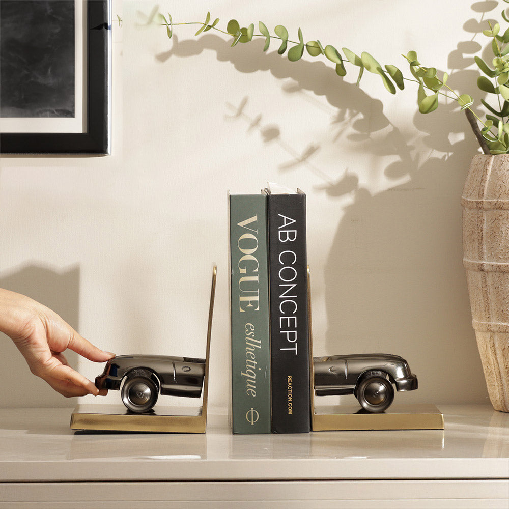 Convertible Metal Bookends, Set of 2 - Grey Gold